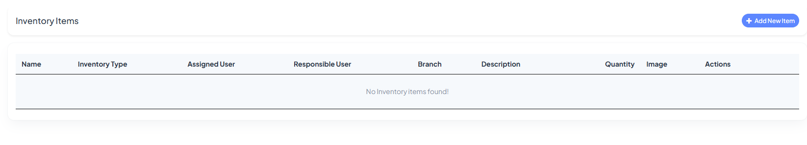 Inventory items list