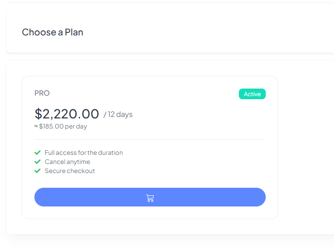 Choose a plan card