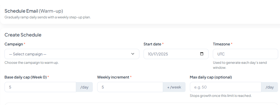 Create Schedule