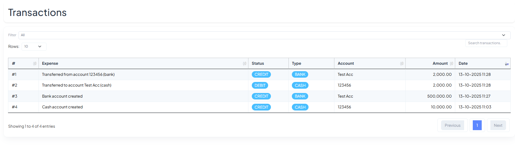 Transactions Ledger
